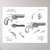 1873 Pistool Revolver Patent Art Drawing Print (Voorkant)