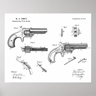 1873 Pistool Revolver Patent Art Drawing Print