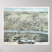 1873 Waco, TX Birds Eye Uitzicht Panoramic Map Poster (Voorkant)