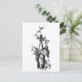 1873 wijnfles met druiven en bladeren briefkaart (Staand voorkant)