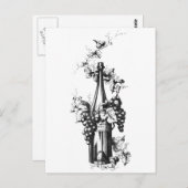 1873 wijnfles met druiven en bladeren briefkaart (Voorkant / Achterkant)