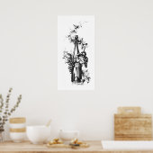 1873  wijnfles met druiven en bladeren poster (Keuken)