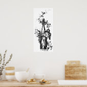 1873  wijnfles met druiven en bladeren poster (Keuken)