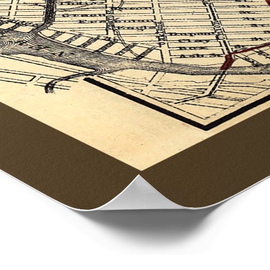 1874 Brooklyn City Railroad Company Route Map Poster (Hoek)