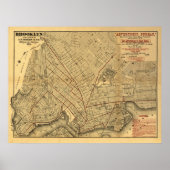 1874 Brooklyn Rail Map Poster (Voorkant)