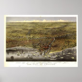 1874 Chicago, IL Birds Eye Uitzicht Panoramic Map Poster (Voorkant)