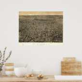 1874 Newark, NJ Birds Eye Uitzicht Panoramic Map Poster (Keuken)