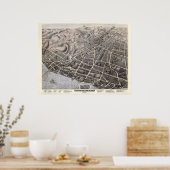 1874 Poughkeepsie, NY Birds Eye Uitzicht Panorama Poster (Keuken)