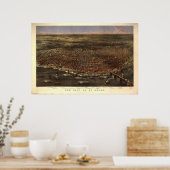 1874 St. Louis MO Birds Eye Uitzicht Panoramic Map Poster (Keuken)