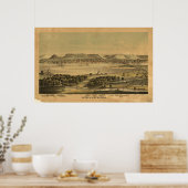 1874 Winona, MN Birds Eye Uitzicht Panoramic Map Poster (Keuken)