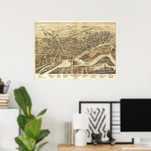 1875 Brantford, Ontario Bird's Eye Panoramic Map Poster (Thuiskantoor)