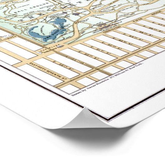 1875 Hinrichs' Guide Map of Central Park Poster (Hoek)