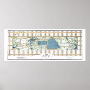 1875 Hinrichs' Guide Map of Central Park Poster