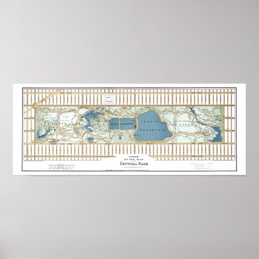 1875 Hinrichs' Guide Map of Central Park Poster (Voorkant)