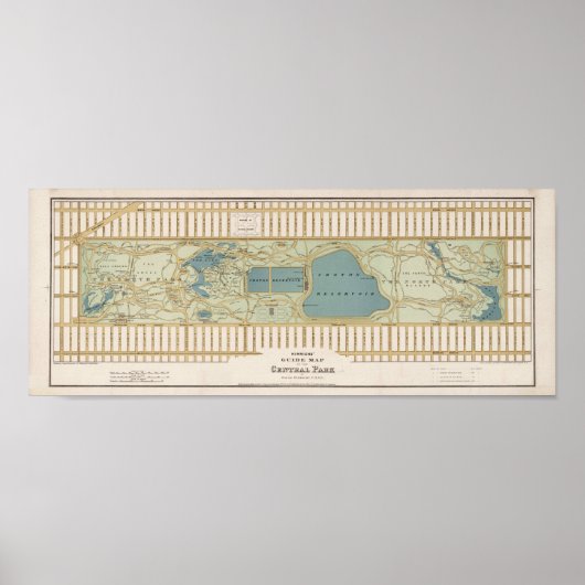 1875 Kaart van het centrale park Poster (Voorkant)