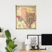 1875 Map of Texas & Indian Territory (Oklahoma) Poster (Thuiskantoor)