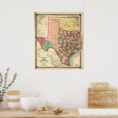 1875 Map of Texas & Indian Territory (Oklahoma) Poster (Keuken)