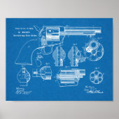 1875 Pistool Revolver Patent Art Drawing Print (Voorkant)