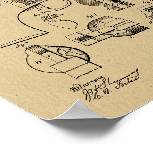 1875 Pistool Revolver Patent Art Drawing Print (Hoek)