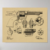 1875 Pistool Revolver Patent Art Drawing Print (Voorkant)