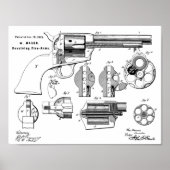 1875 Pistool Revolver Patent Art Drawing Print (Voorkant)