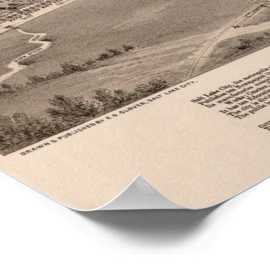 1875 Salt Lake City, UT Bird's Eye Panoramic Map Poster (Hoek)