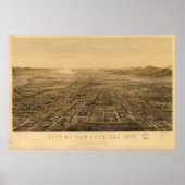 1875 San Jose, CA Birds Eye Uitzicht Panoramic Map Poster (Voorkant)