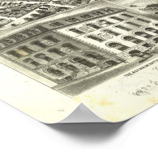 1875 Springfield, MA Birds Eye Uitzicht Panoramic  Poster (Hoek)