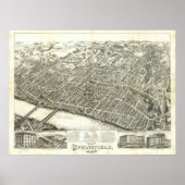 1875 Springfield, MA Birds Eye Uitzicht Panoramic  Poster (Voorkant)