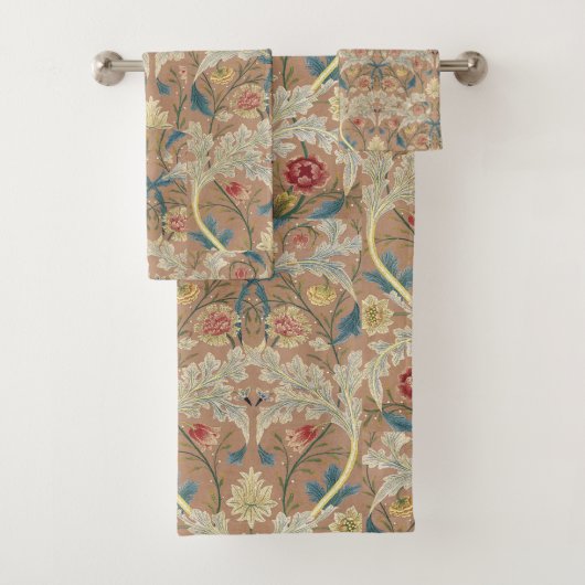 1875  William Morris Floral Embroidery Bad Handdoek (Insitu)