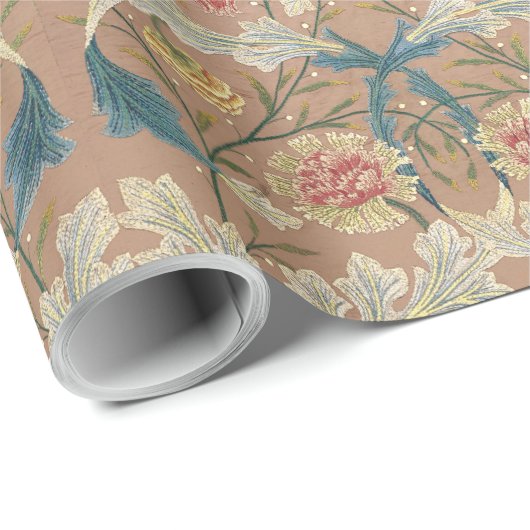 1875  William Morris Floral Embroidery Cadeaupapier (Rol Hoek)