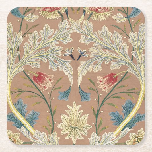 1875 William Morris Floral Embroidery Kartonnen Onderzetters (Voorkant)