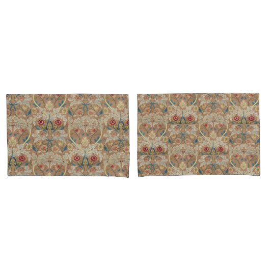 1875 William Morris Floral Embroidery Kussensloop (Voorkant-Set)