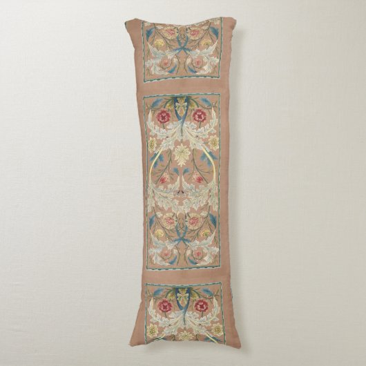 1875  William Morris Floral Embroidery Lichaamskussen (Voorkant Verticaal)