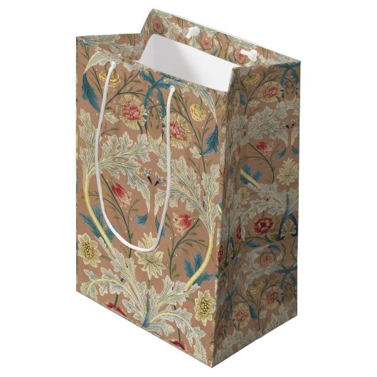 1875  William Morris Floral Embroidery Medium Cadeauzakje (Voorkant Gekanteld)