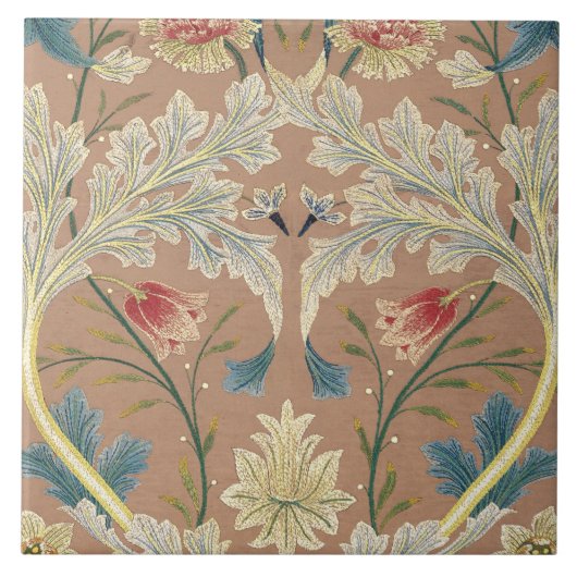 1875  William Morris Floral Embroidery Tegeltje (Voorkant)