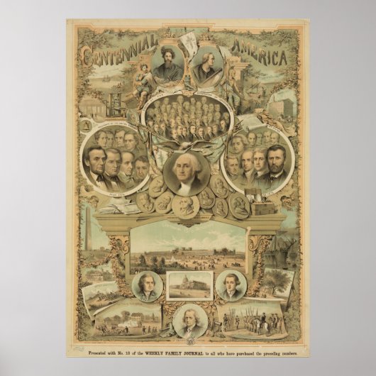 1876 Centennial America United States Independence Poster (Voorkant)