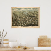 1876 Clinton, MA Birds Eye Uitzicht Panoramic Map Poster (Keuken)