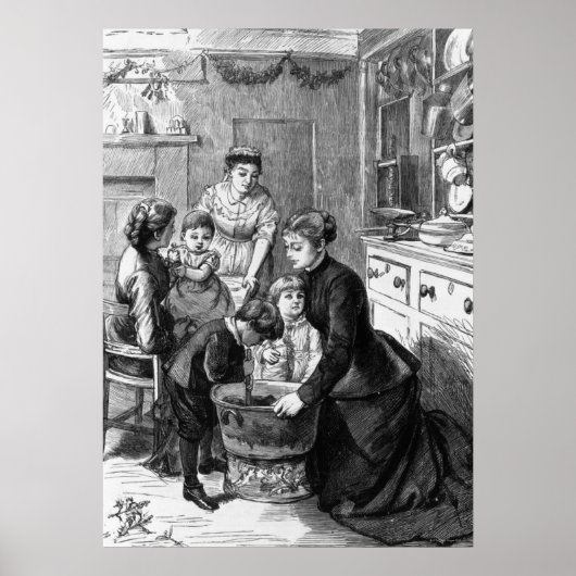 1876: De kinderen helpen bij het roeren van kerstp Poster (Voorkant)