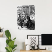 1876: De kinderen helpen bij het roeren van kerstp Poster (Thuiskantoor)