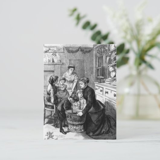 1876: De kinderenhulp beweegt de pudding van Feestdagenkaart (Staand voorkant)