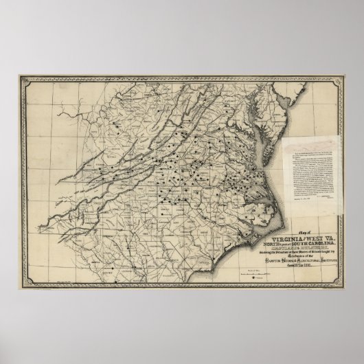 1876 Kaart van Virginia & West Virginia Poster (Voorkant)