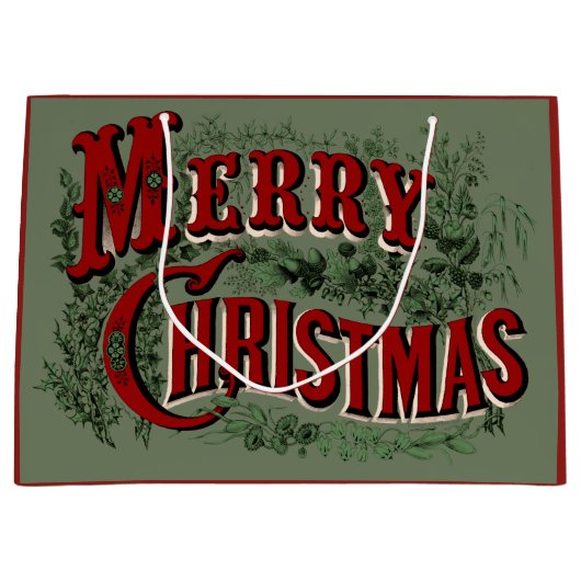 1876 Kerstmis groen Groot Cadeauzakje (Voorkant)