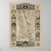 1876 Map of California Poster (Voorkant)