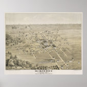 1876 McKinney, TX Bird's Eye Uitzicht Panoramic Ma Poster (Voorkant)