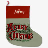 1876 Merry Christmas Green Grote Kerstsok (Voorkant)