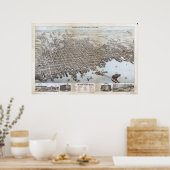 1876 New Bedford, MA Birds Eye Uitzicht Panoramic  Poster (Keuken)