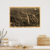 1876 Philadelphia, PA BALLOON Uitzicht Panorama Poster (Keuken)