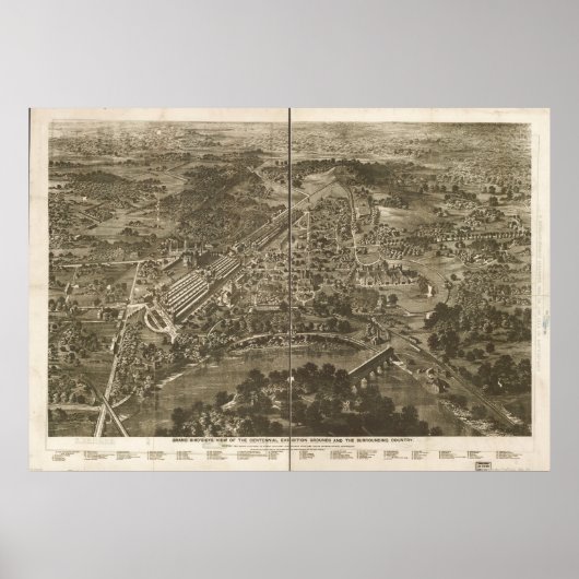 1876 Philadelphia, PA Birds Eye Uitzicht Panoramic Poster (Voorkant)