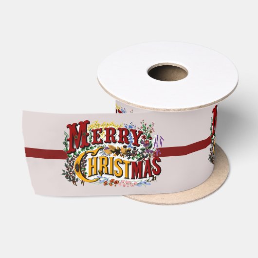 1876 Prettig Kerstmis Kleurrijk Satijnen Lint (Spoel)